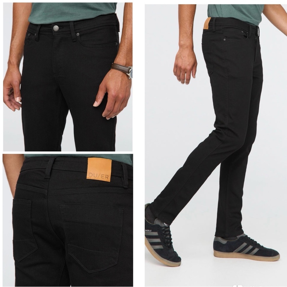Duer DU/ER Jeans Mens 31x32 Black L2X Performance Denim Slim Fit - Picture 2 of 9